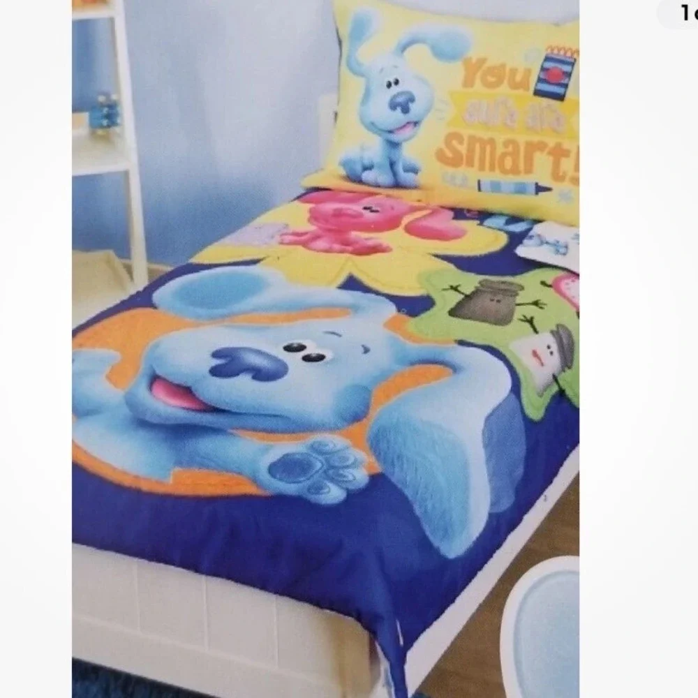 Blue's Clues & You Toddler 4 Piece Bed Set Nickelodeon Comforter Sheet Pillowcas